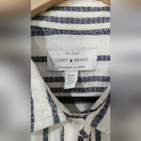 Lucky Brand Womens Button Front Size S Black Striped Classic Layering‎ - Picture 6 of 8